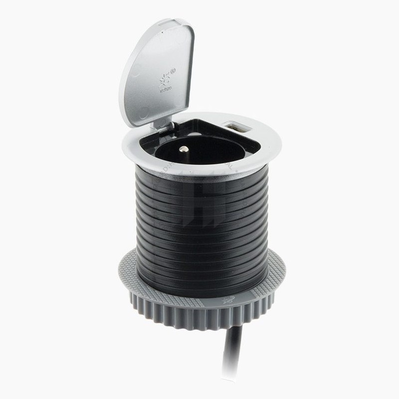 Zásuvka stolová OTIO COMPACT 760098 1x230V+1xUSB výklopný kryt