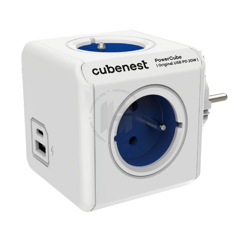 Adaptér multifunkčný Powercube 16A 250V Original USB modrá PD A+C
