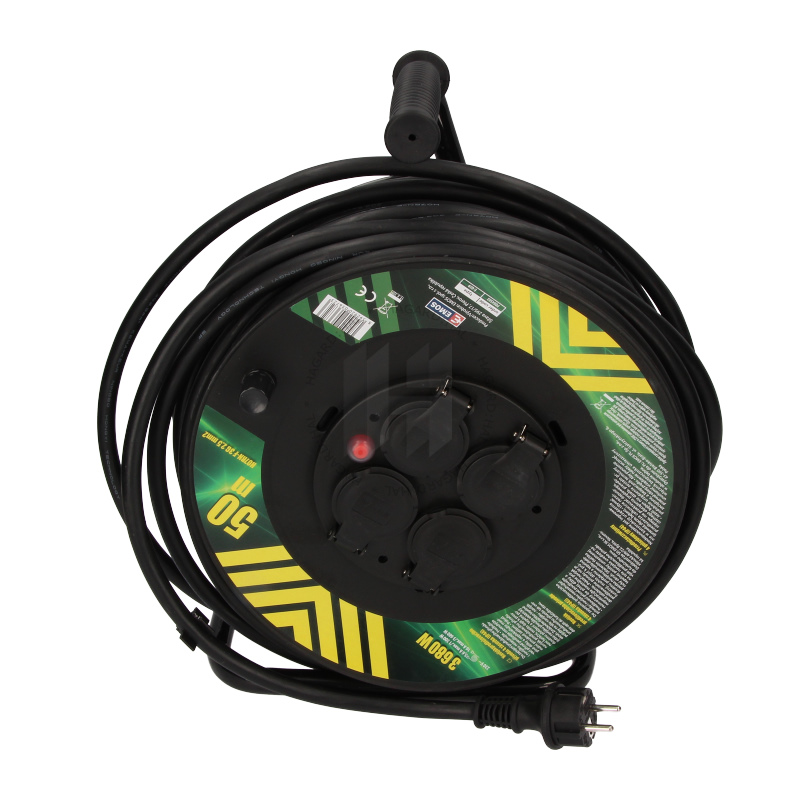 Bubon predlžovací P084503 4-zásuvkový 3x2,5mm2 gumový 50m IP44 čierny