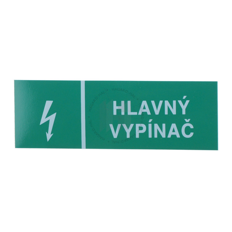 Samolepka č.4 Hlavný vypínač 105x35mm s bleskom