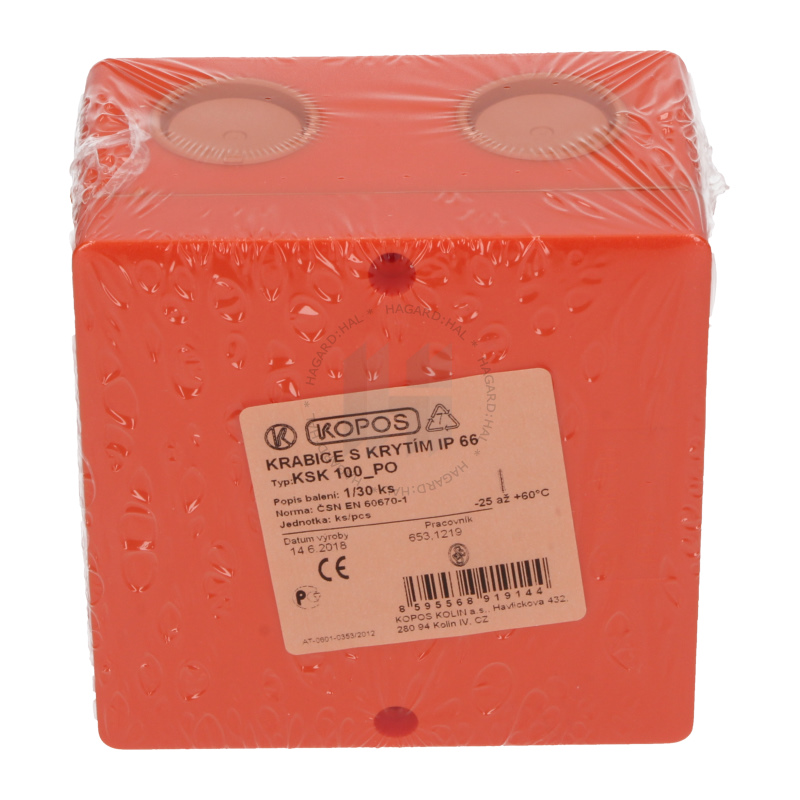 Krabica inštalačná KSK 100 PO 101x101x63,5mm požiarne odolná