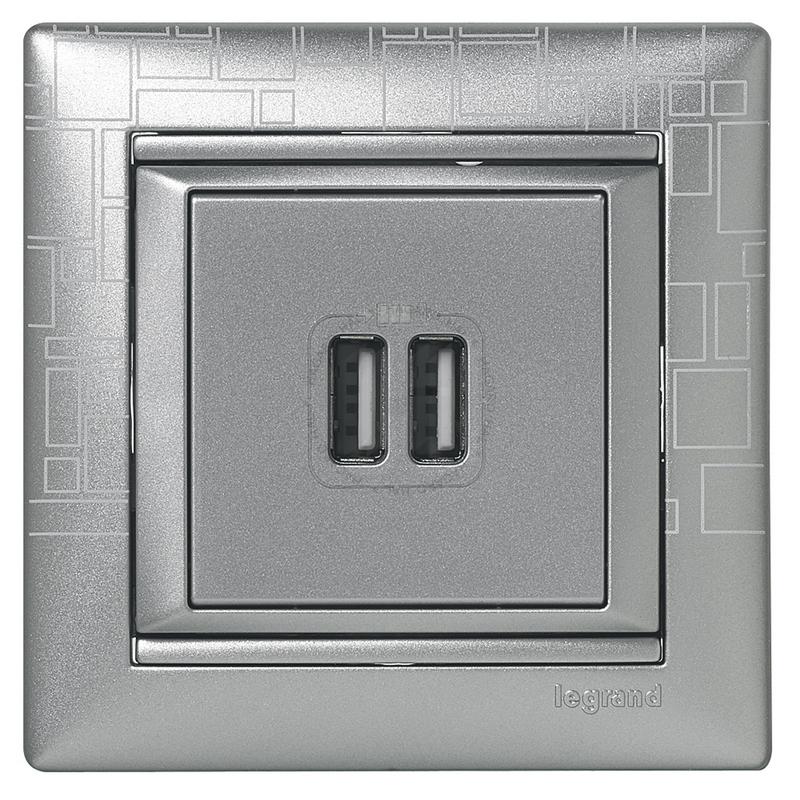 Zásuvka USB nabíjačka Valena 770270 2-násobná 2x1500mA hliník