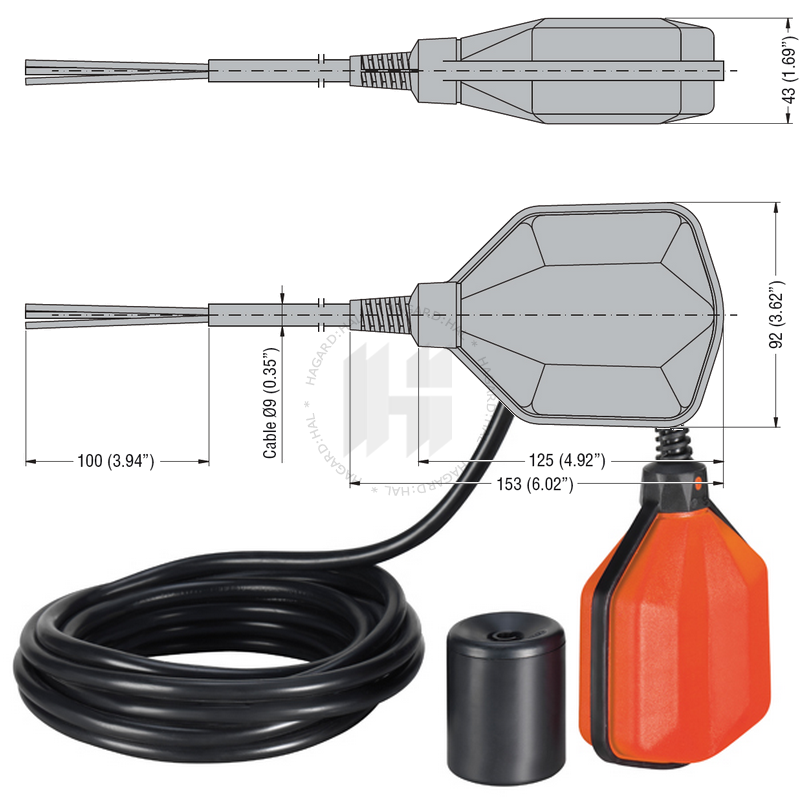 Spínač plavákový LVFSP1W05 PVC kábel 5m pre čistú vodu