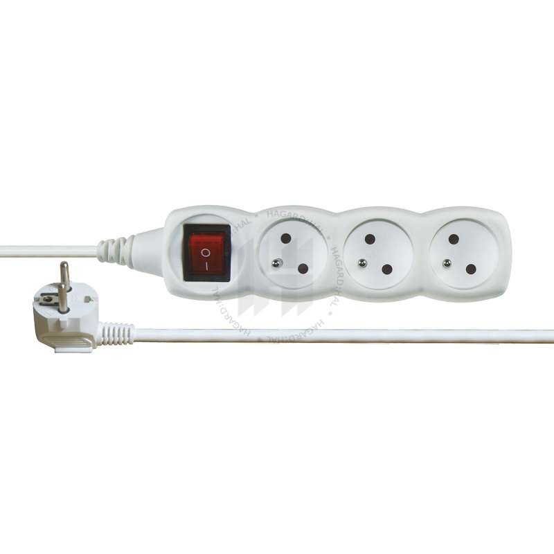 Kábel predlžovací P1310 3-násobný 3x1mm2 10A 230V 10m biely s vypínačom