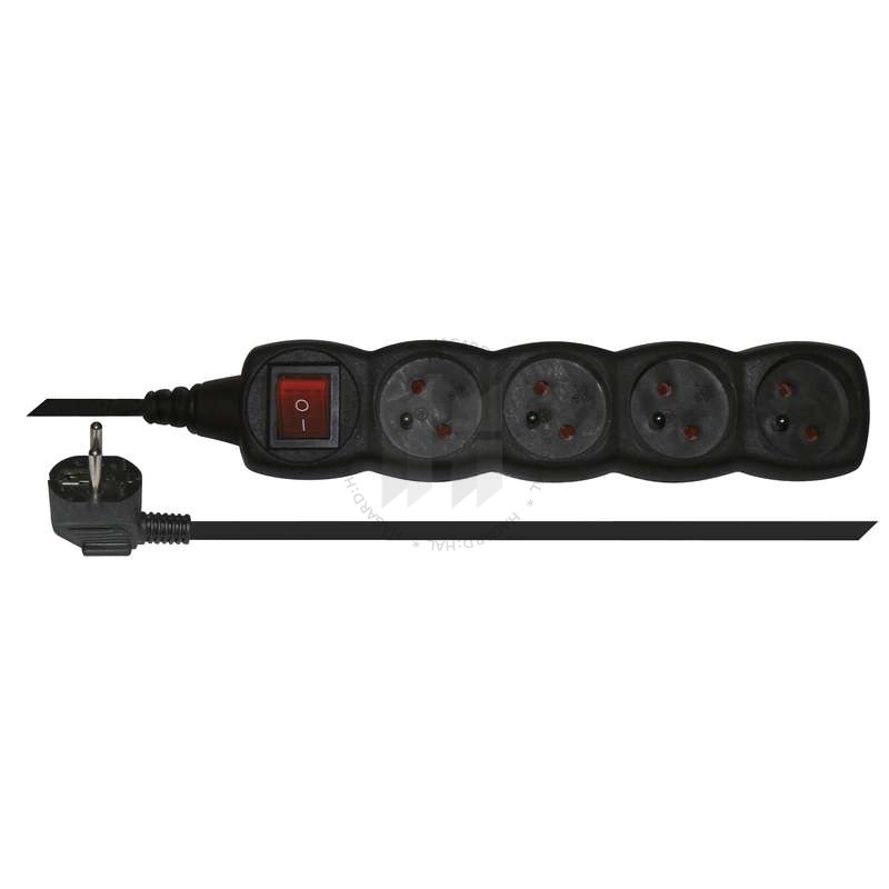 Kábel predlžovací PC1413 4-násobný 3x1mm2 10A 250V 3m čierny s vypínačom