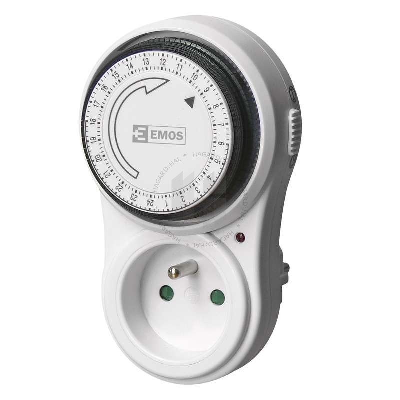 Hodiny spínacie so zásuvkou TF-16 P5503 16A/230V IP20 analógové biela