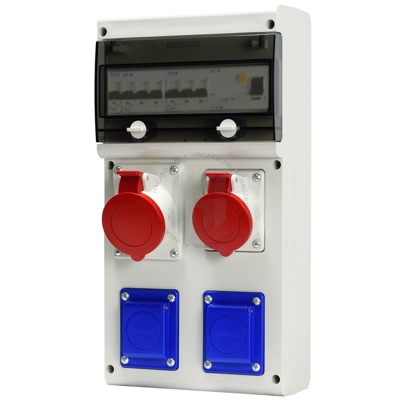 Rozvodnica zásuvková 632.3122-111F2 2x230V 1x16A+1x32A/400V 5P istená s chr