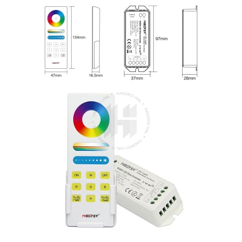 Ovládač a prijímač LED FUT043A+ pre RGB, RGBW, RGB+CCT pásy 15A 2,4GHz