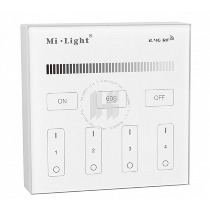 Ovládač LED nástenný T1 pre jednofarebné pásy 4 okruhy 2,4GHz (FUT036) 230V