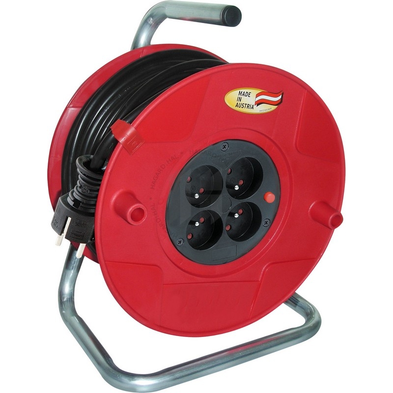 Bubon predlžovací 1219051 4-zásuvkový 3x1,5mm2 PVC 25m IP20 červený
