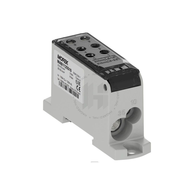 Blok distribučný OJL 135A MAB1135S10 vstup Al/Cu 1x10/1x35 výstup Cu 2x10/4x16mm2 sivý