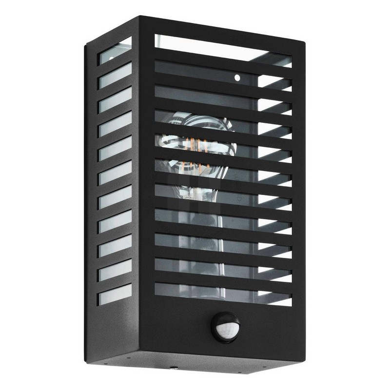 Svietidlo nástenné so senz. ALAMONTE 3 900137 max.60W E27 230V IP44 čierna
