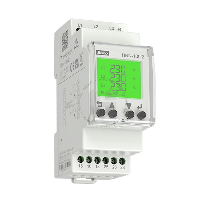 Relé ochranné napäťové HRN-100/2 3F 5VA 3M 2prep., LCD